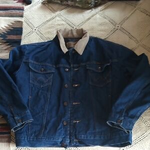 Wrangler Blue Denim Jacket with Tan Corduroy Collar